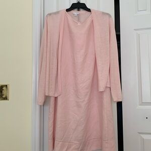 J Jill light pink linen dress with matching sweater